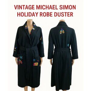 Vintage Michael Simon Lite Whimsical Christmas Holiday Robe Duster Size Small